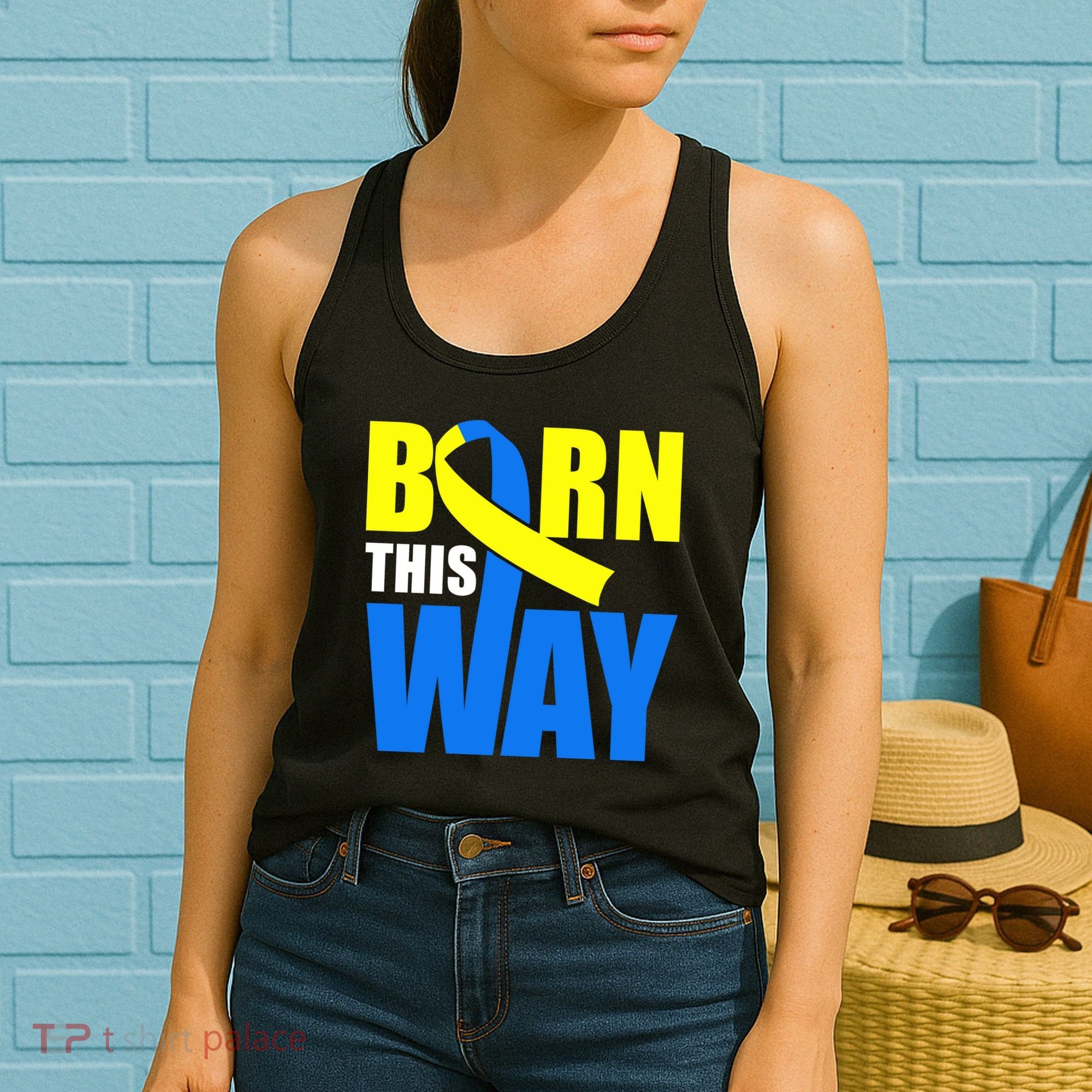 Down Syndrome Born This Way Ribbon Women's Tank Top