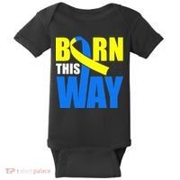 Down Syndrome Born This Way Ribbon Baby Bodysuit thumb 0