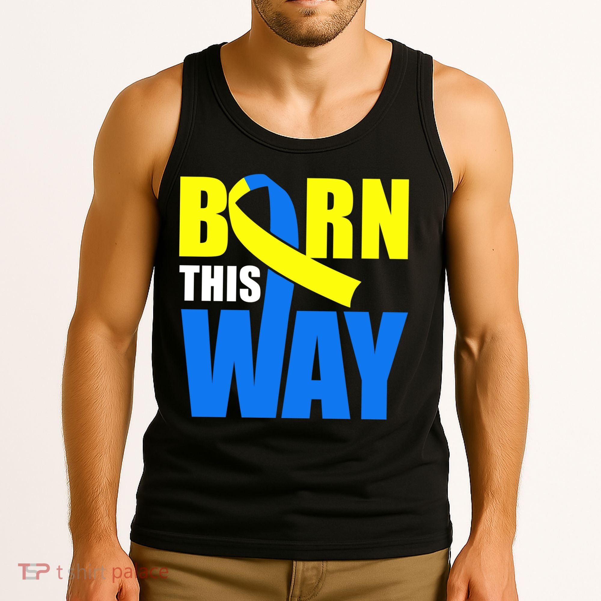 Down Syndrome Born This Way Ribbon Tank Top