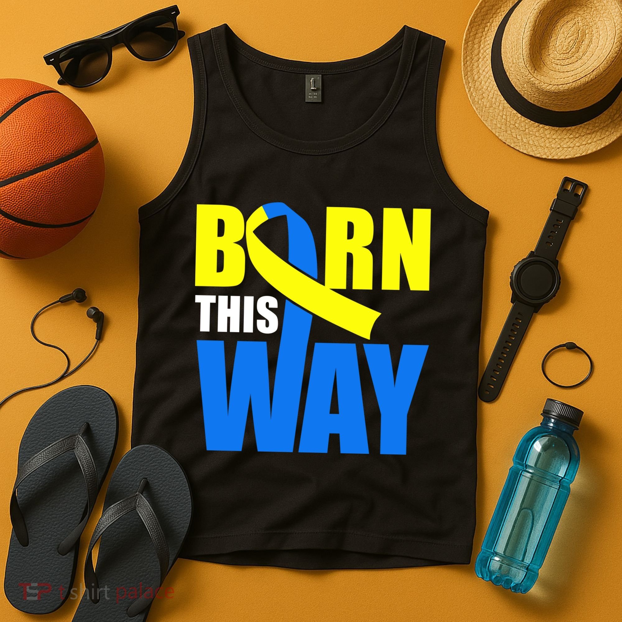 Down Syndrome Born This Way Ribbon Tank Top