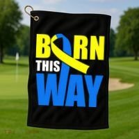 Down Syndrome Born This Way Ribbon Golf Towel thumb 1
