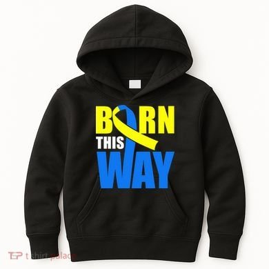 Down Syndrome Born This Way Ribbon Kids Hoodie