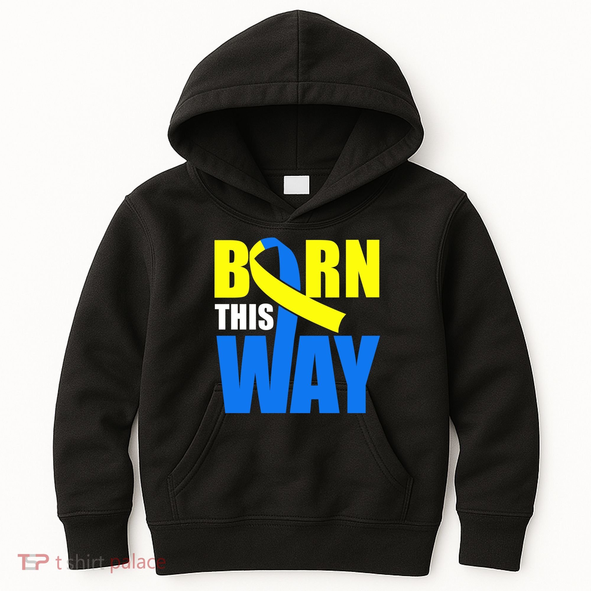 Down Syndrome Born This Way Ribbon Kids Hoodie