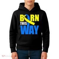 Down Syndrome Born This Way Ribbon Kids Hoodie thumb 4
