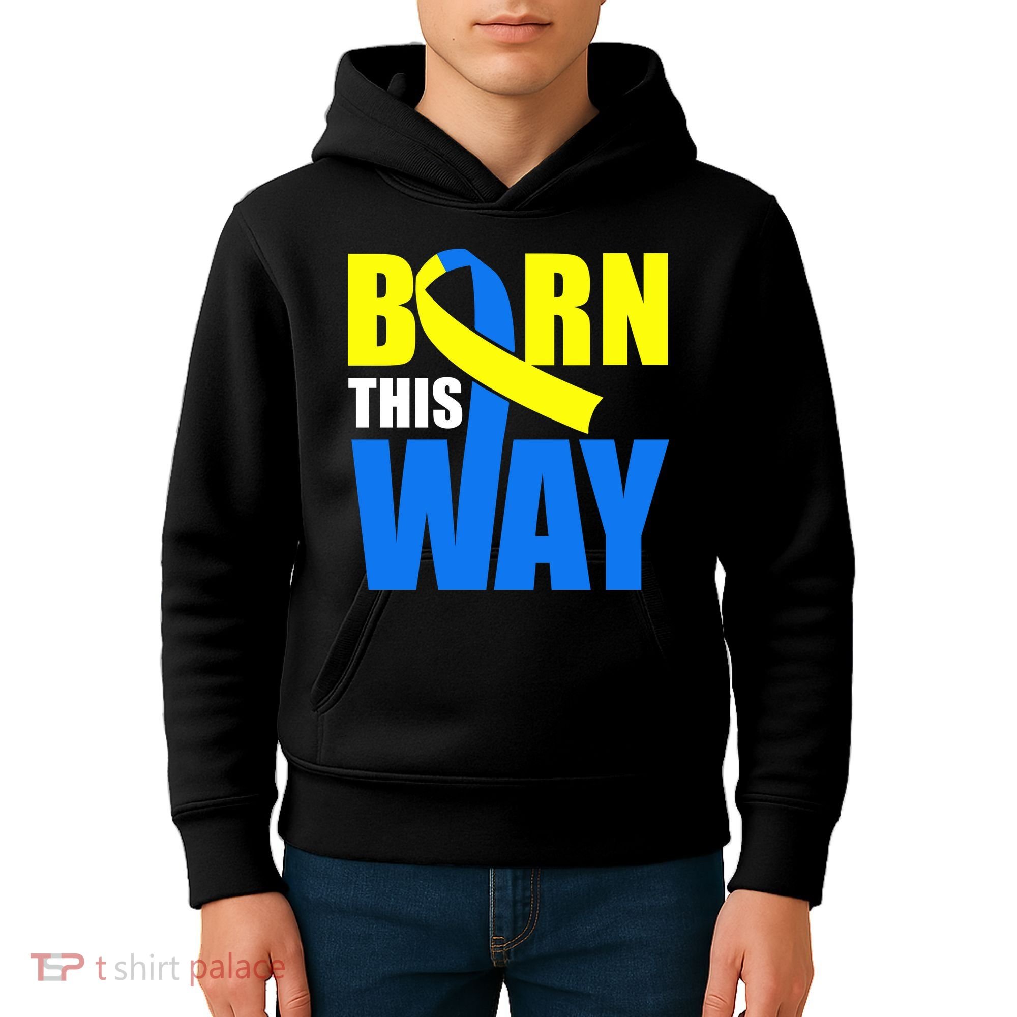 Down Syndrome Born This Way Ribbon Kids Hoodie