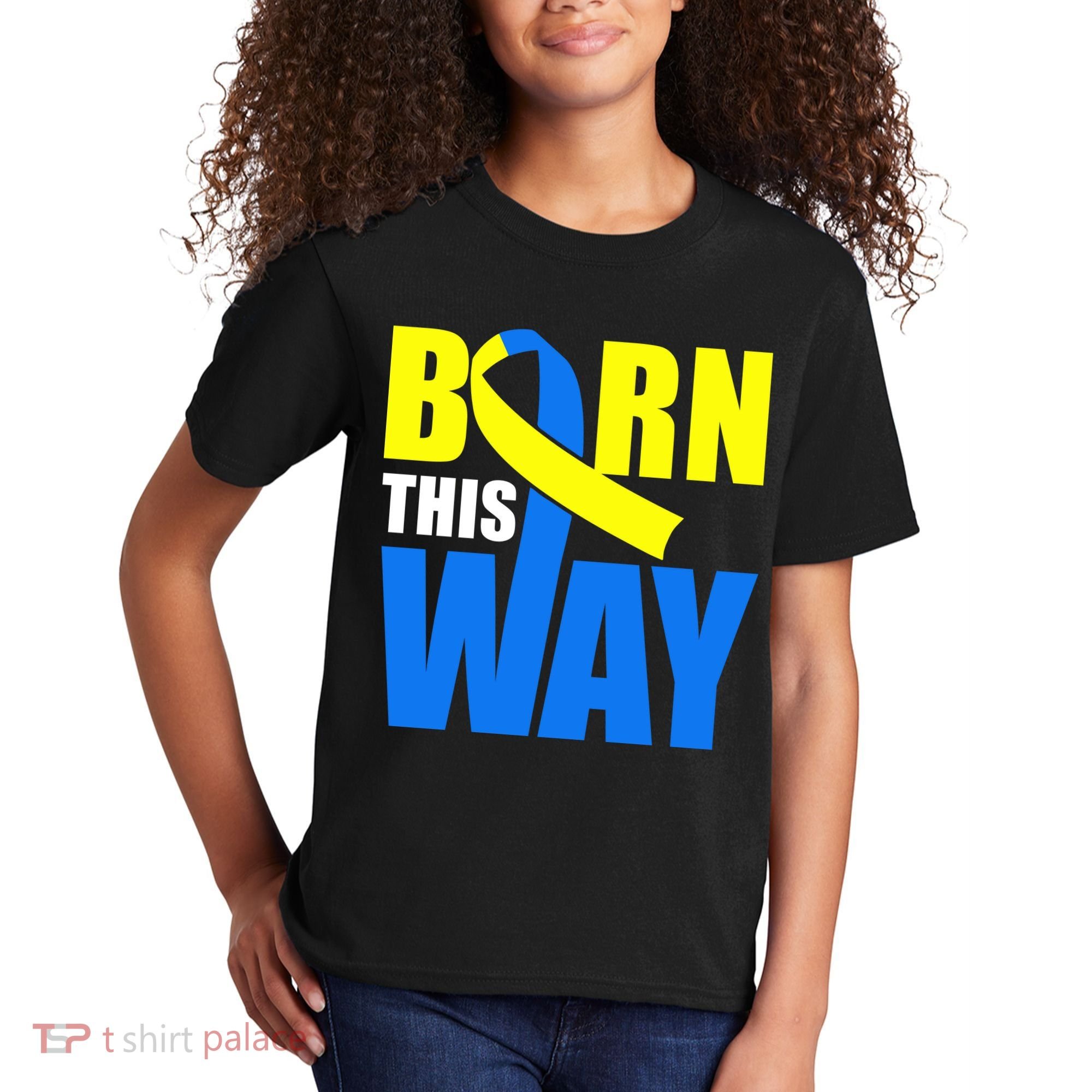 Down Syndrome Born This Way Ribbon Kids T-Shirt