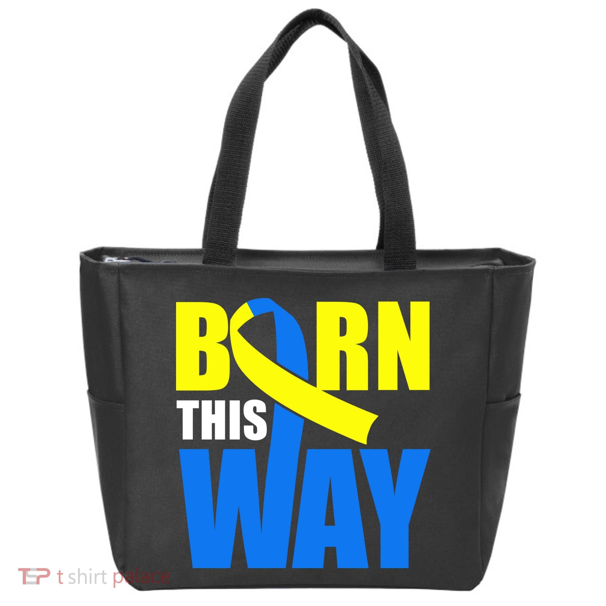Down Syndrome Born This Way Ribbon Tote Bag