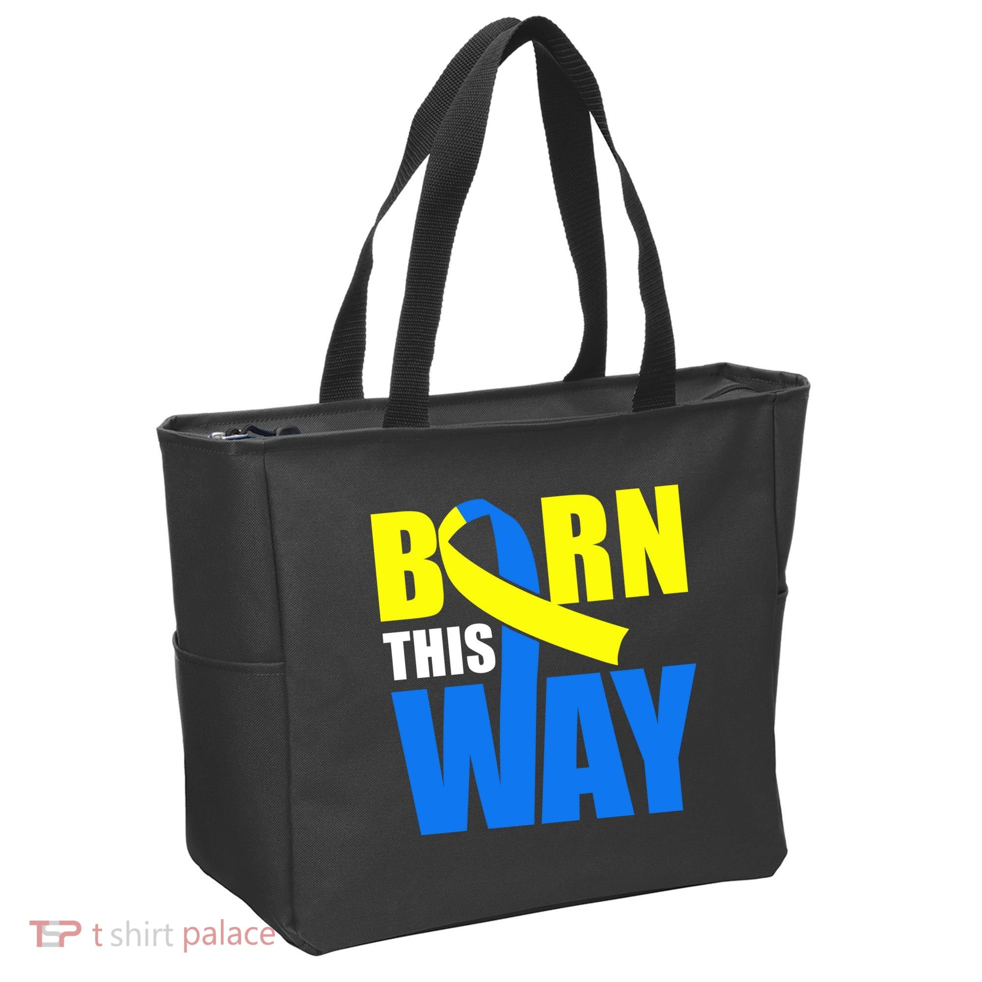 Down Syndrome Born This Way Ribbon Tote Bag