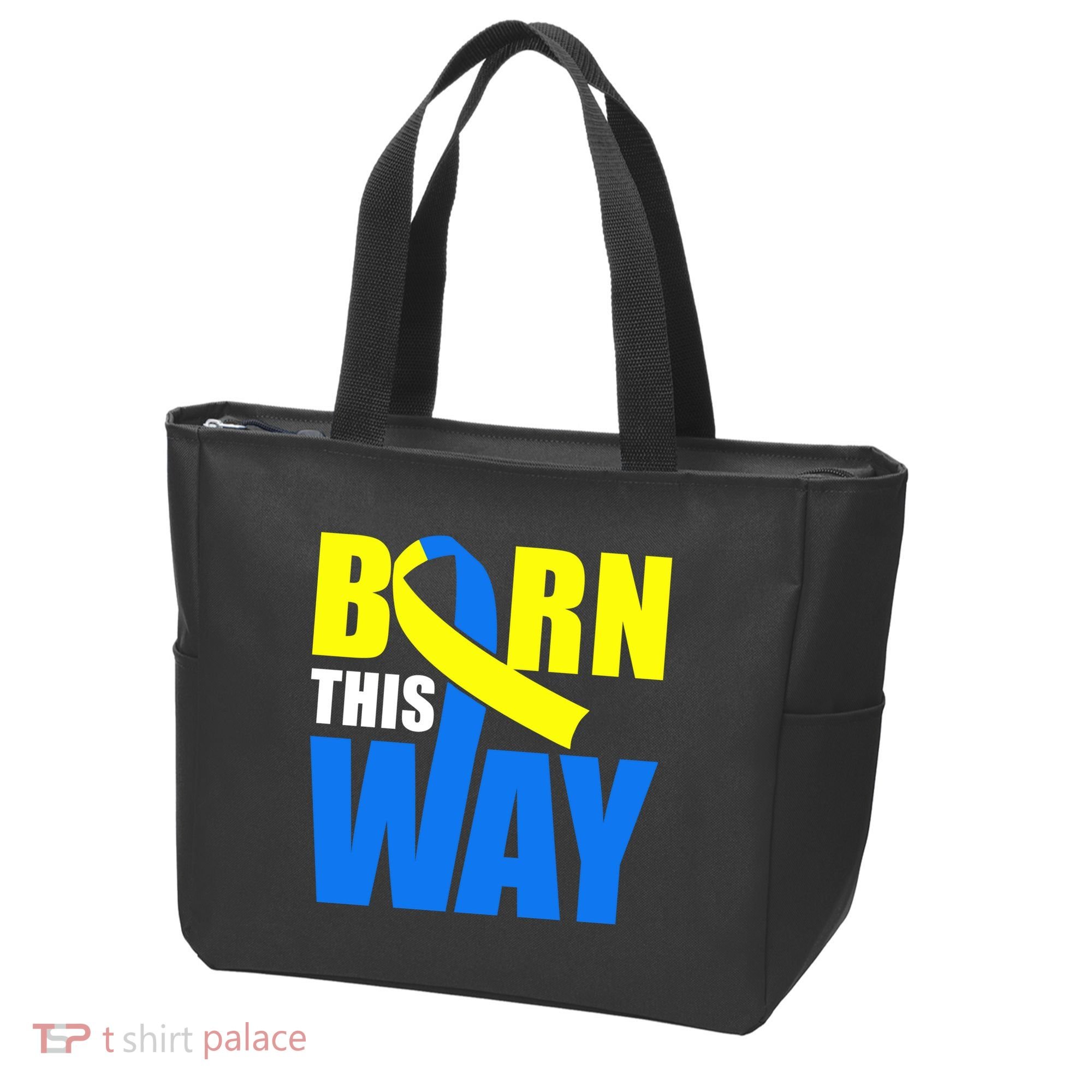 Down Syndrome Born This Way Ribbon Tote Bag