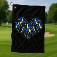 Down Syndrome Ribbon Of Hearts Golf Towel thumb 1