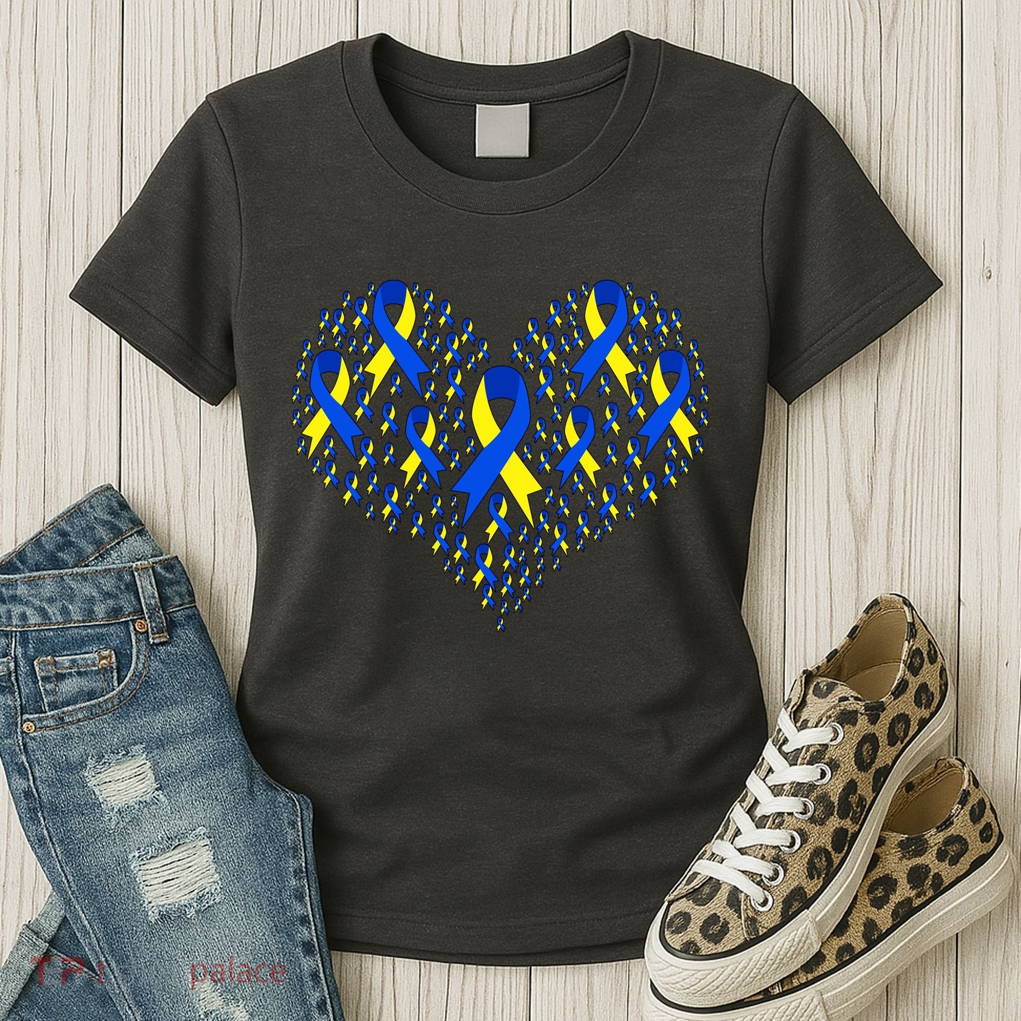 Down Syndrome Ribbon Of Hearts Women's T-Shirt