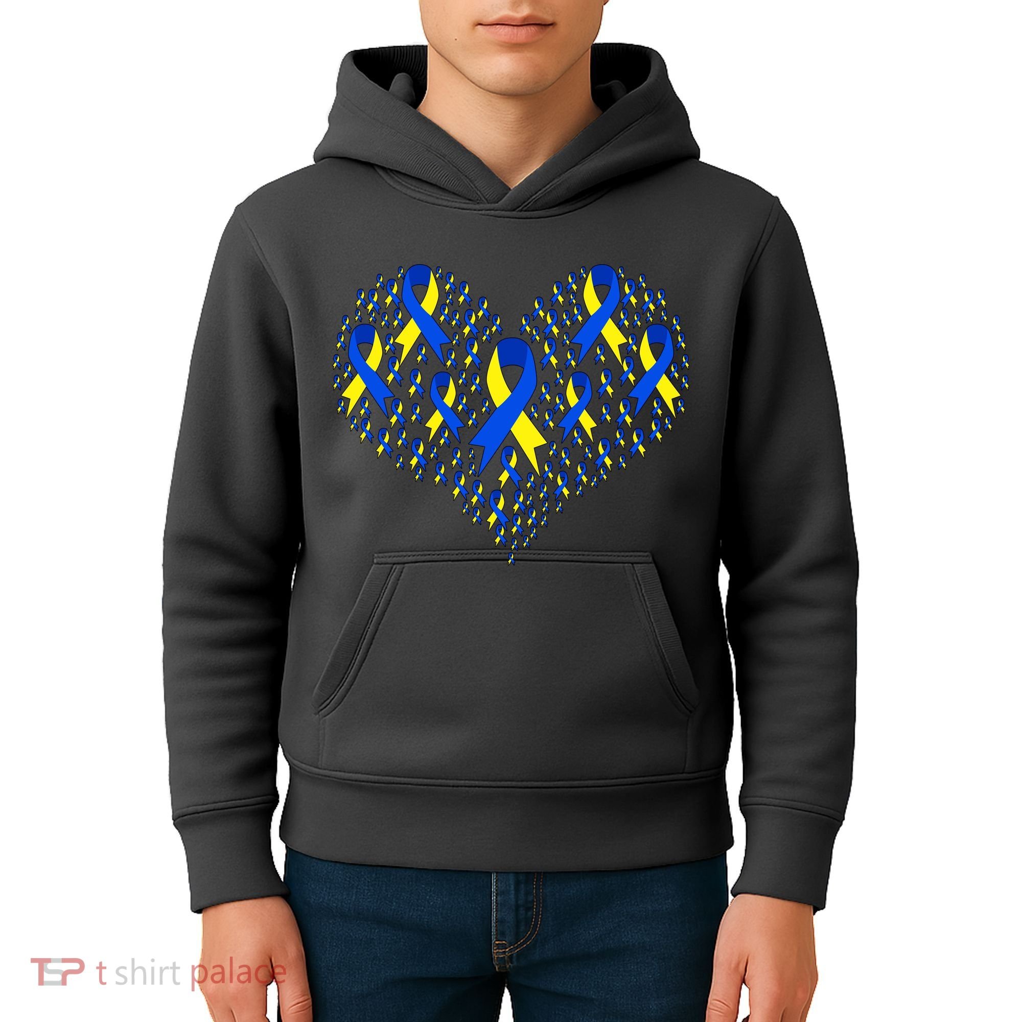 Down Syndrome Ribbon Of Hearts Kids Hoodie