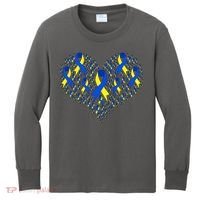 Down Syndrome Ribbon Of Hearts Kids Long Sleeve Shirt thumb 0