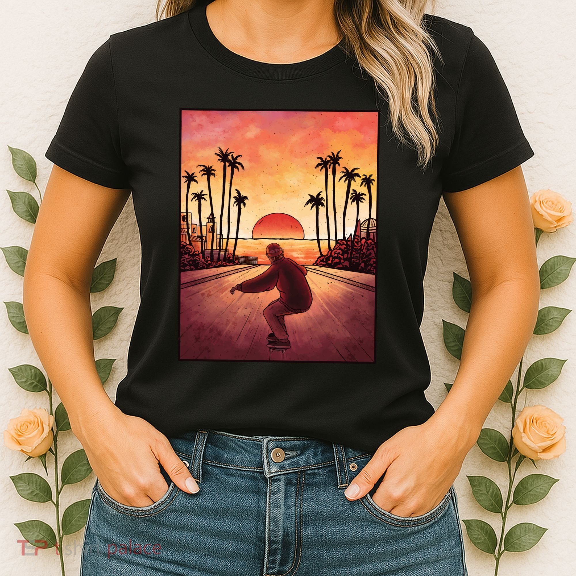 Downhill Sunset Skate Women's T-Shirt