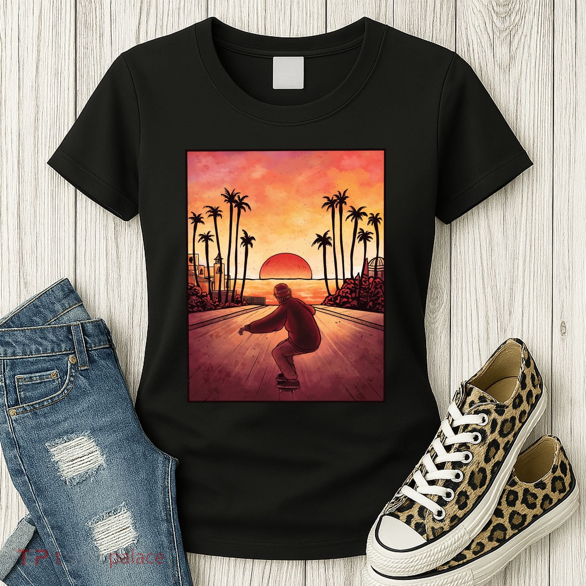 Downhill Sunset Skate Women's T-Shirt