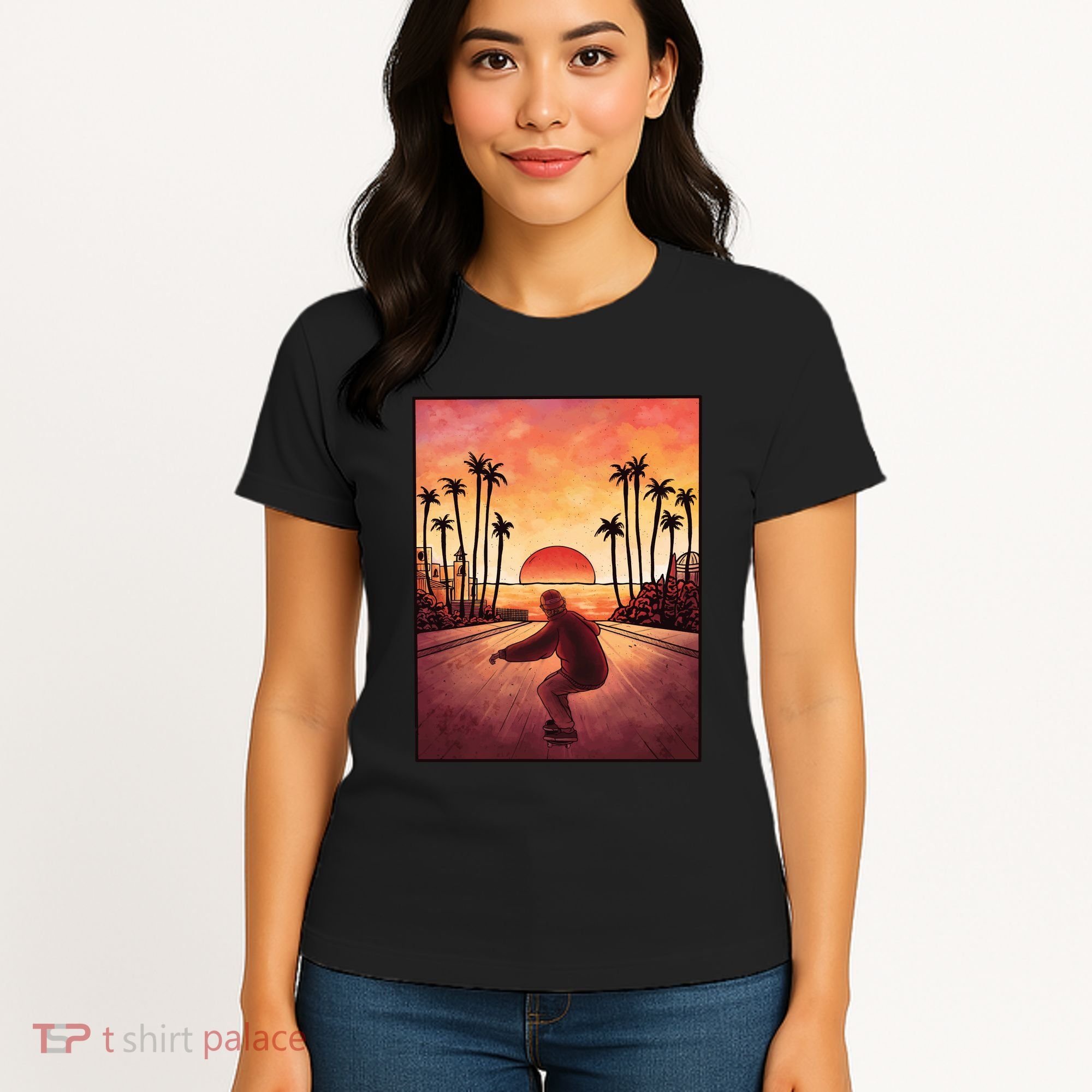 Downhill Sunset Skate Women's T-Shirt