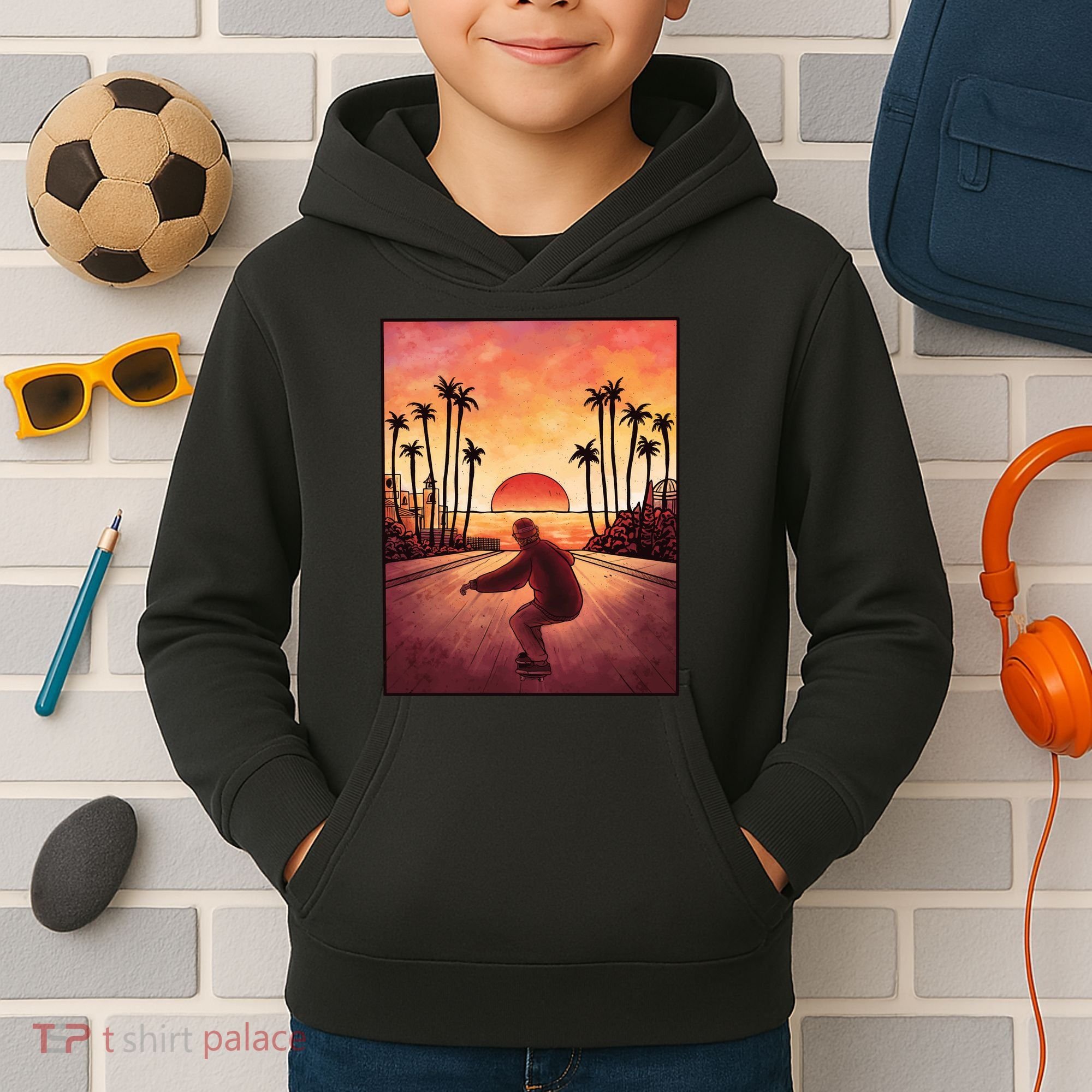 Downhill Sunset Skate Kids Hoodie