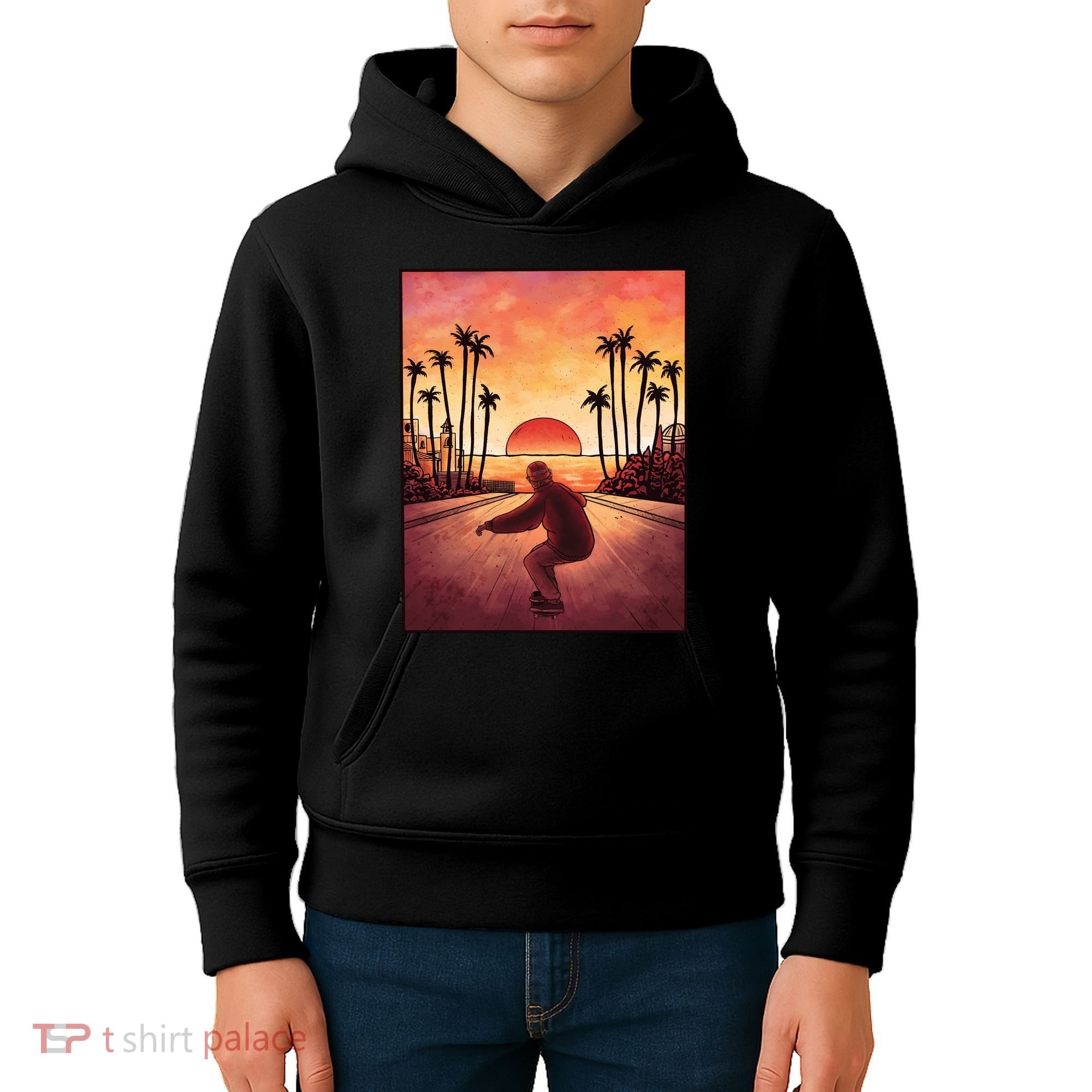 Downhill Sunset Skate Kids Hoodie