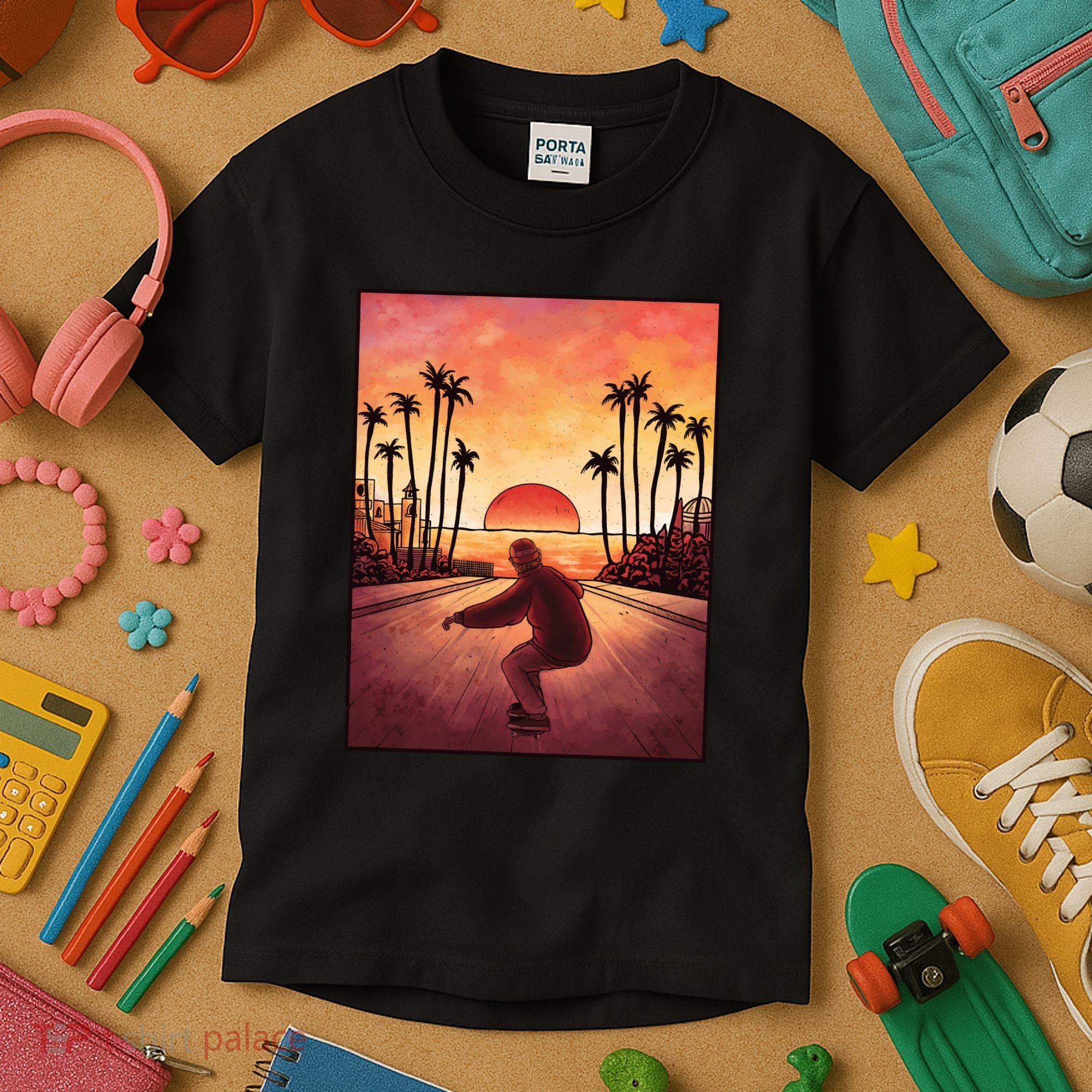 Downhill Sunset Skate Kids T-Shirt