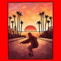 Downhill Sunset Skate Santa Hat thumb 1