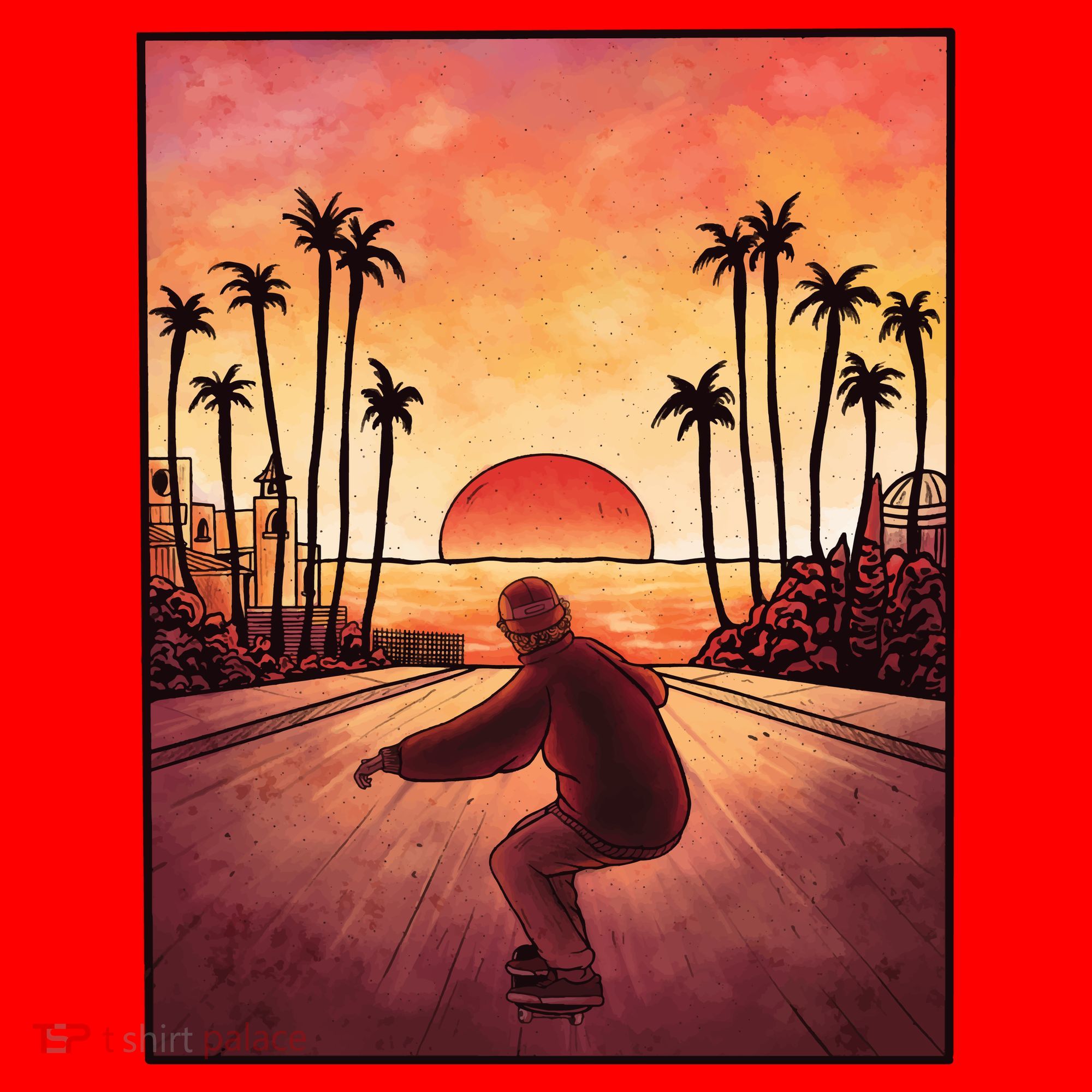 Downhill Sunset Skate Santa Hat