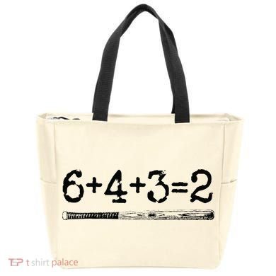 Double Play 6 4 3 2 Vintage Baseball Math Softball Player Tote Bag