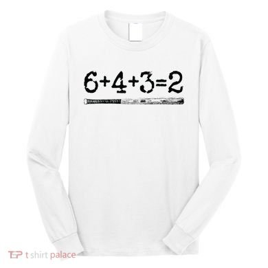 Double Play 6 4 3 2 Vintage Baseball Math Softball Player Long Sleeve Shirt