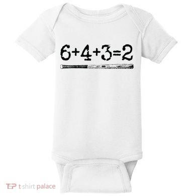 Double Play 6 4 3 2 Vintage Baseball Math Softball Player Baby Bodysuit