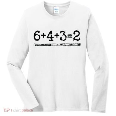Double Play 6 4 3 2 Vintage Baseball Math Softball Player Women's Long Sleeve Shirt