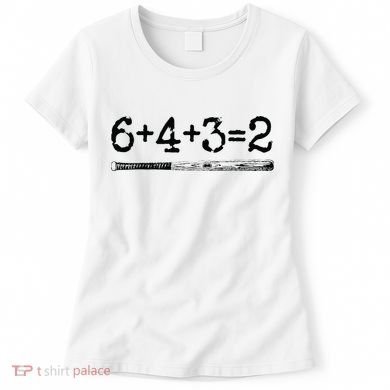 Double Play 6 4 3 2 Vintage Baseball Math Softball Player Women's T-Shirt