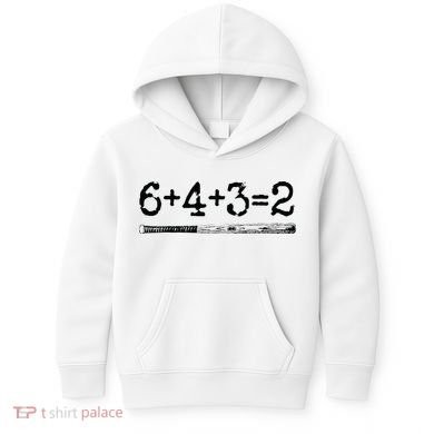 Double Play 6 4 3 2 Vintage Baseball Math Softball Player Kids Hoodie
