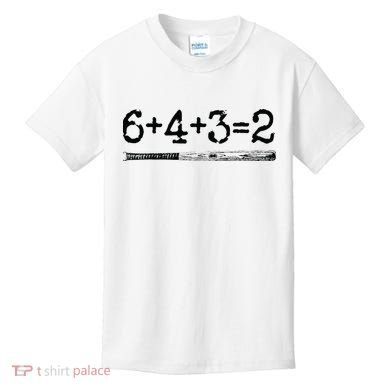 Double Play 6 4 3 2 Vintage Baseball Math Softball Player Kids T-Shirt