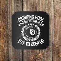 Drinking Pool And Shooting Beer Funny Billiards Gift Present Coaster thumb 0