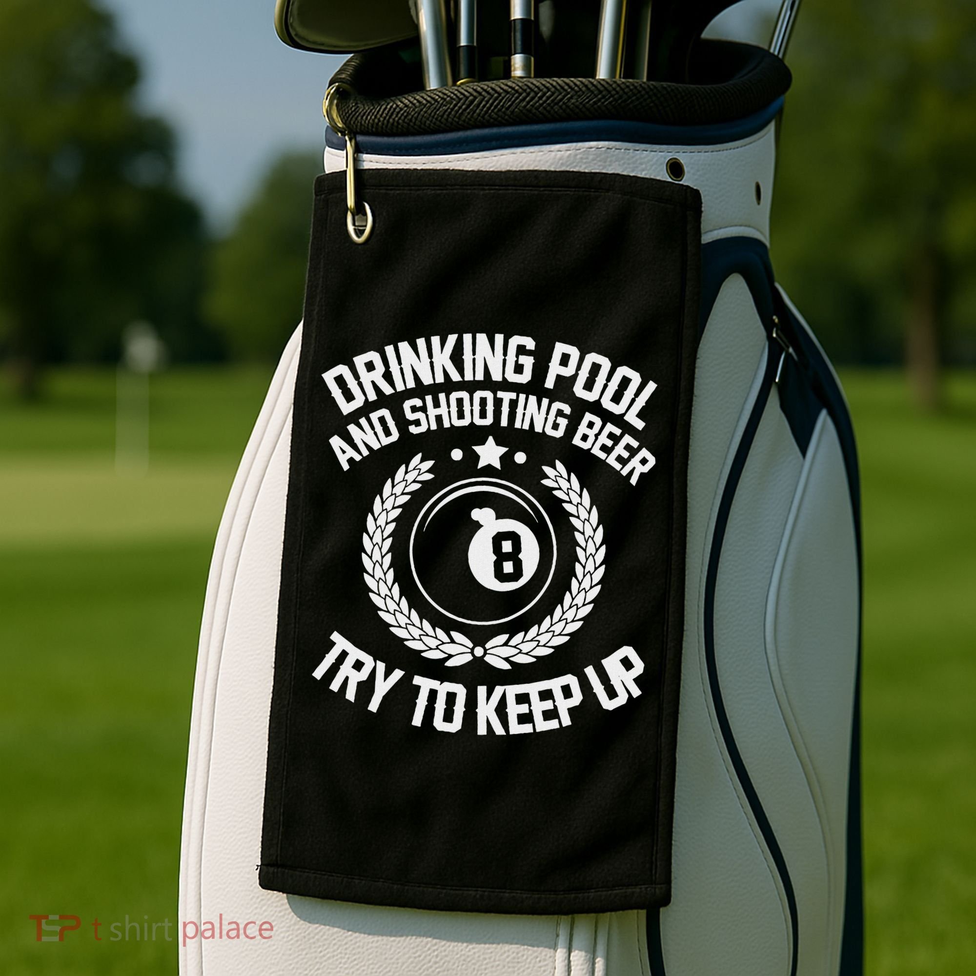 Drinking Pool And Shooting Beer Funny Billiards Gift Present Golf Towel