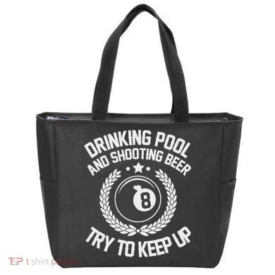 Drinking Pool And Shooting Beer Funny Billiards Gift Present Tote Bag