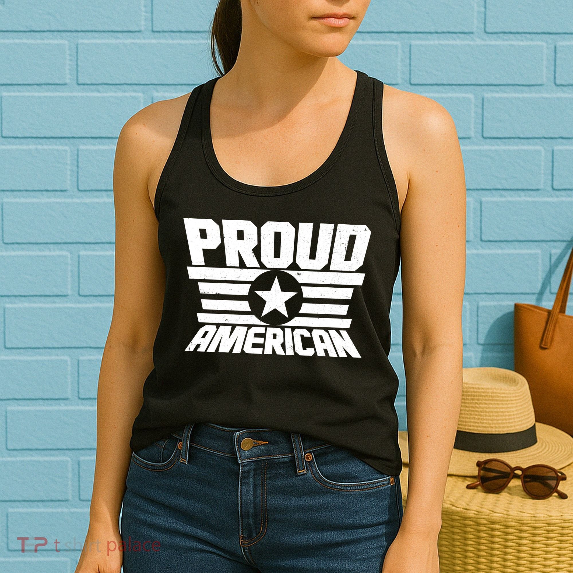 Distressed Proud American USA Patriot Women's Tank Top