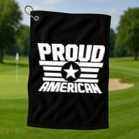 Distressed Proud American USA Patriot Golf Towel thumb 1