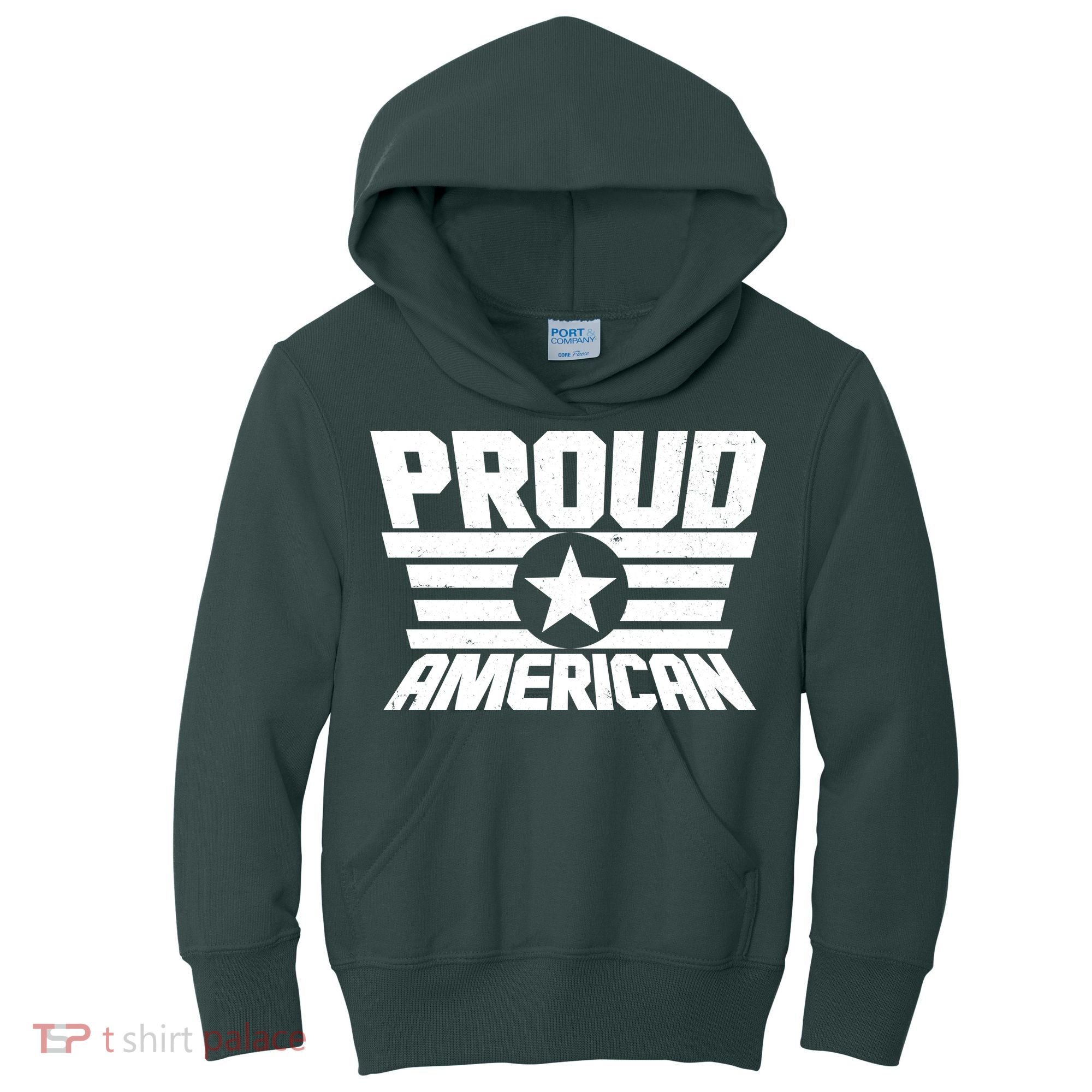 Distressed Proud American USA Patriot Kids Hoodie