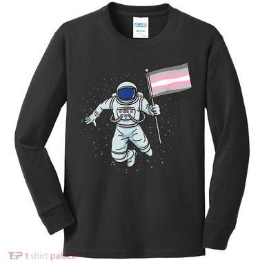 Demigirl Pride Astronaut Flag Kids Long Sleeve Shirt
