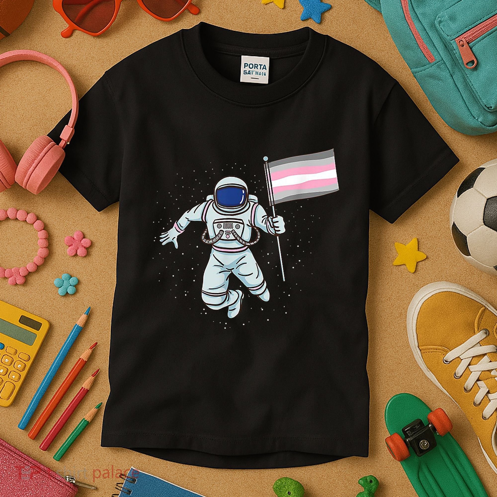 Demigirl Pride Astronaut Flag Kids T-Shirt
