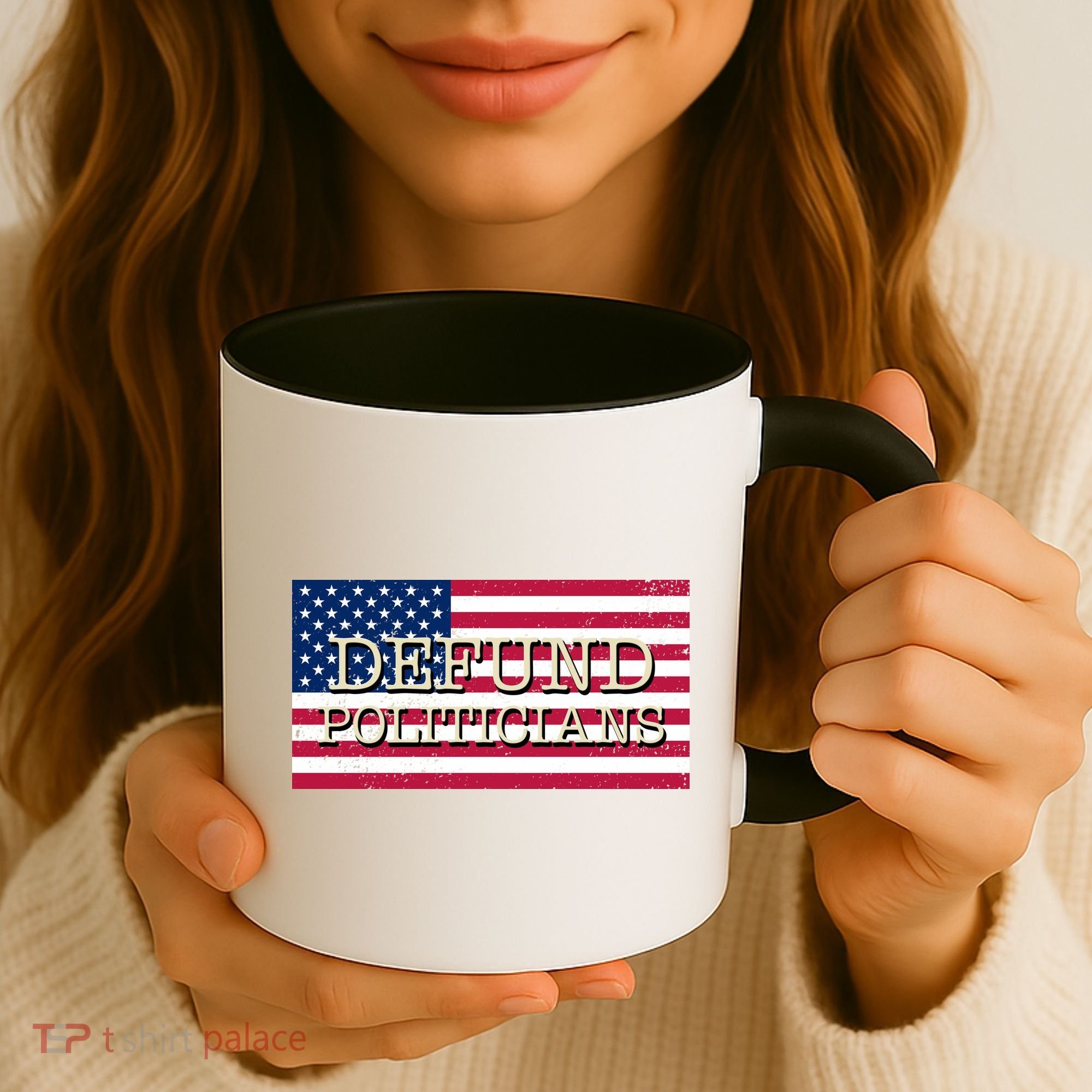Defund Politicians American Flag Coffee Mug