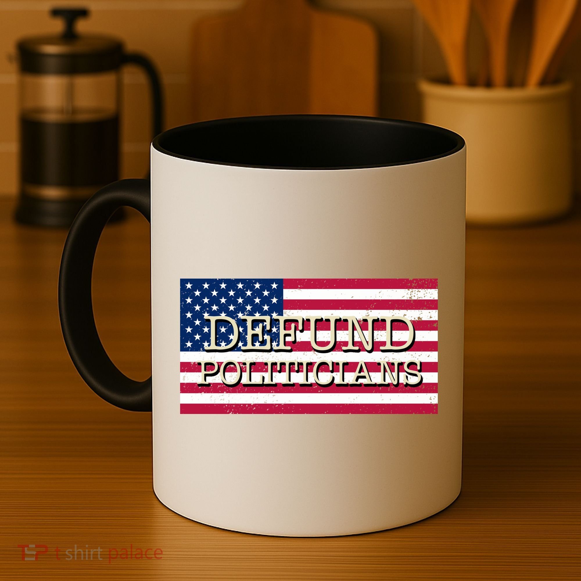 Defund Politicians American Flag Coffee Mug