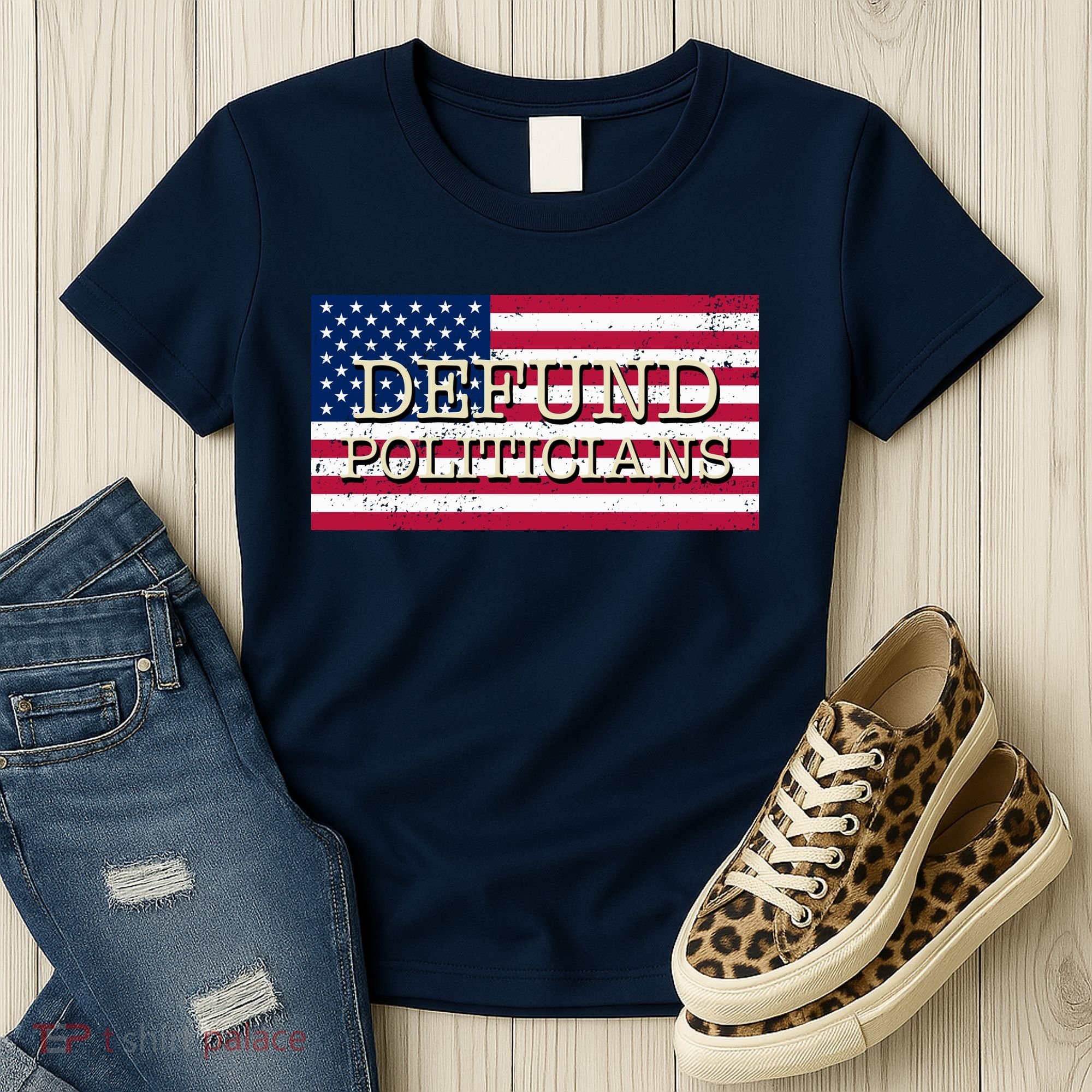 Defund Politicians American Flag Women's T-Shirt