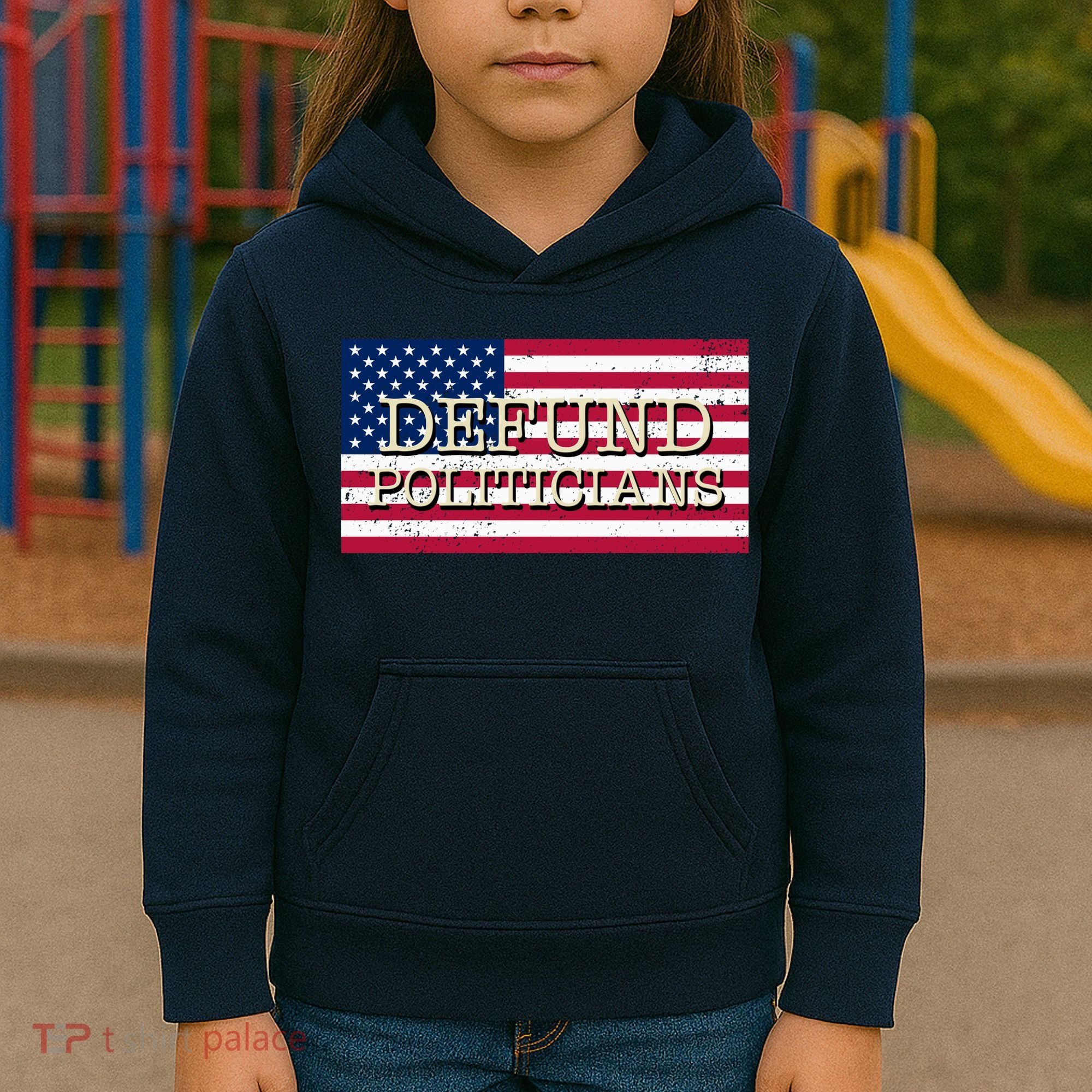 Defund Politicians American Flag Kids Hoodie