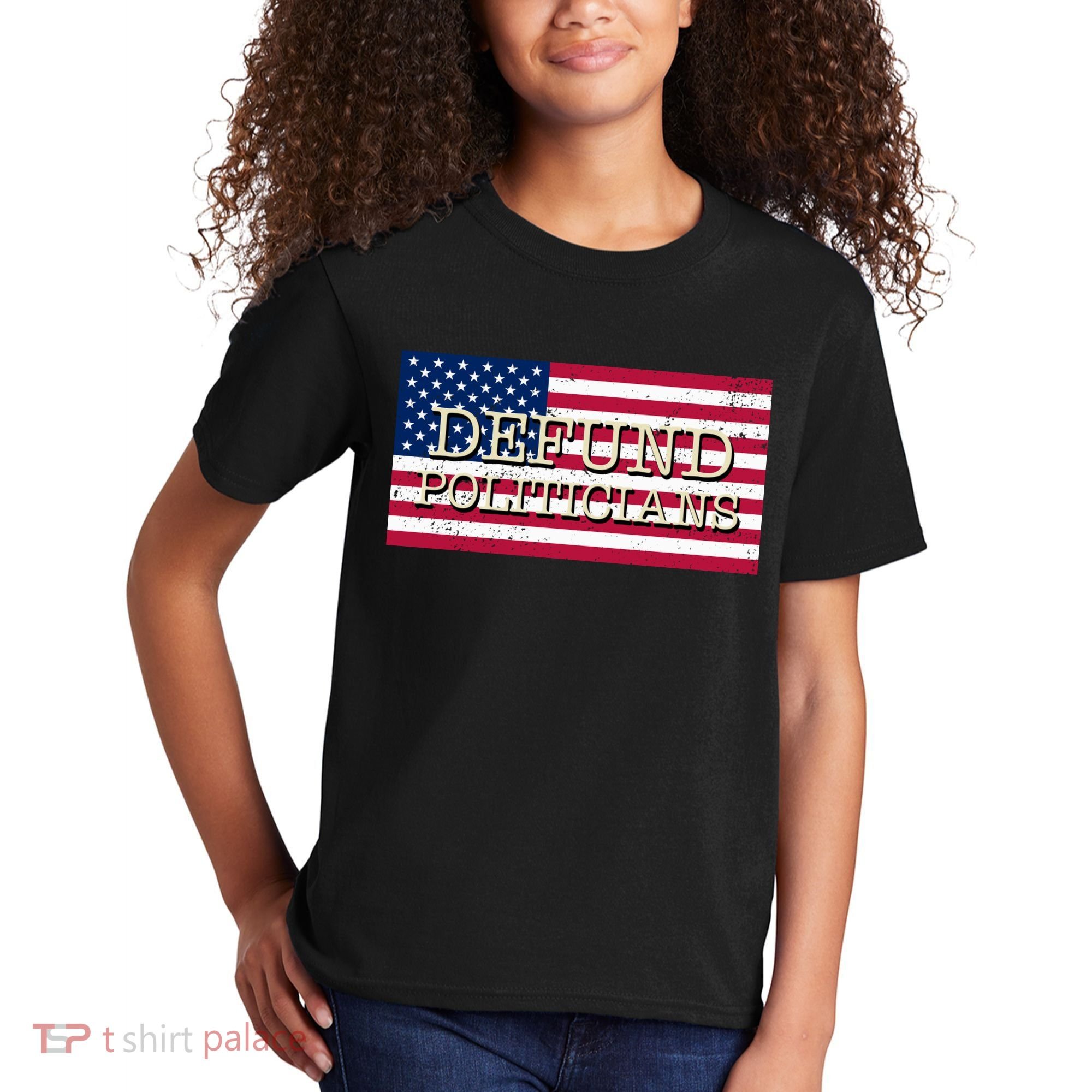 Defund Politicians American Flag Kids T-Shirt
