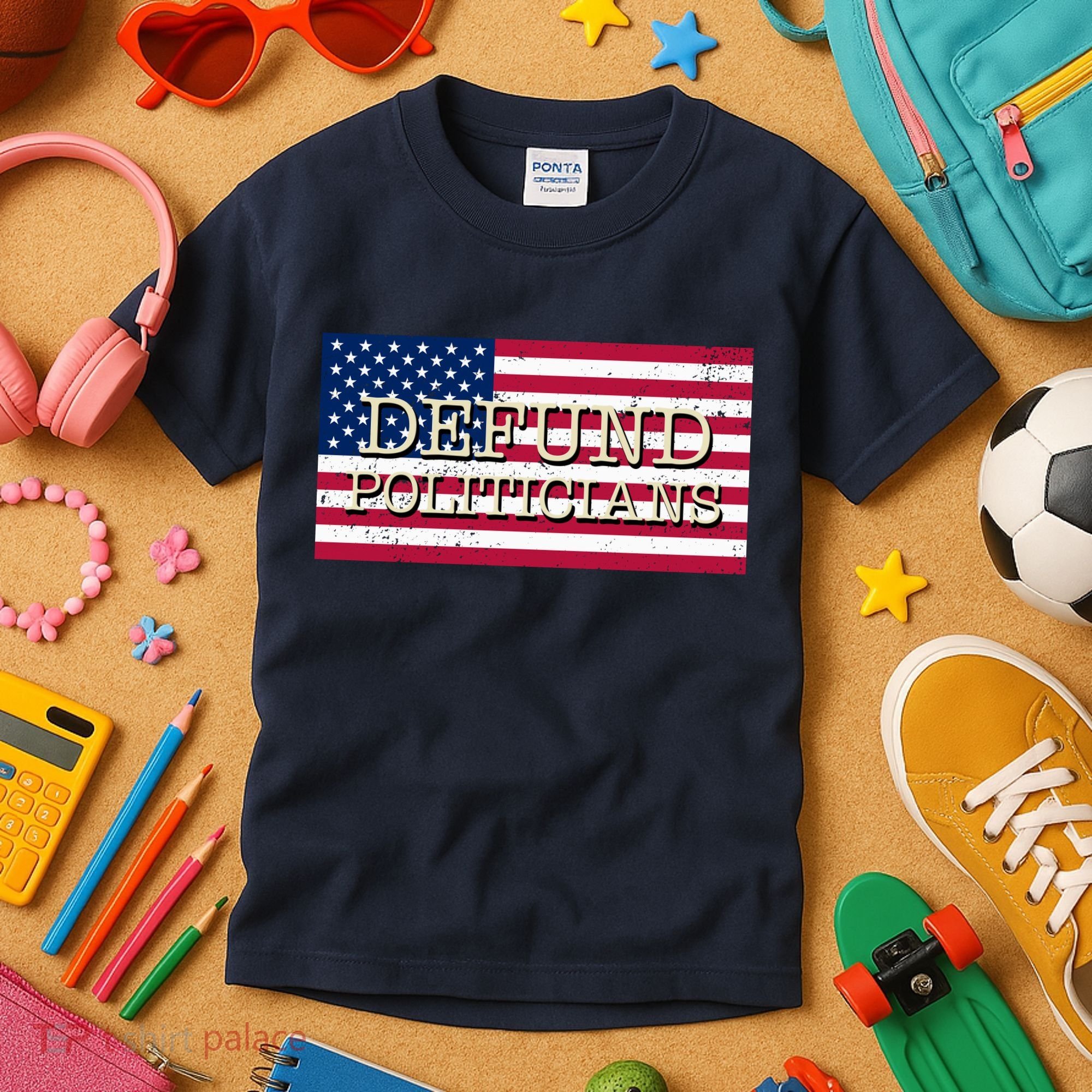 Defund Politicians American Flag Kids T-Shirt