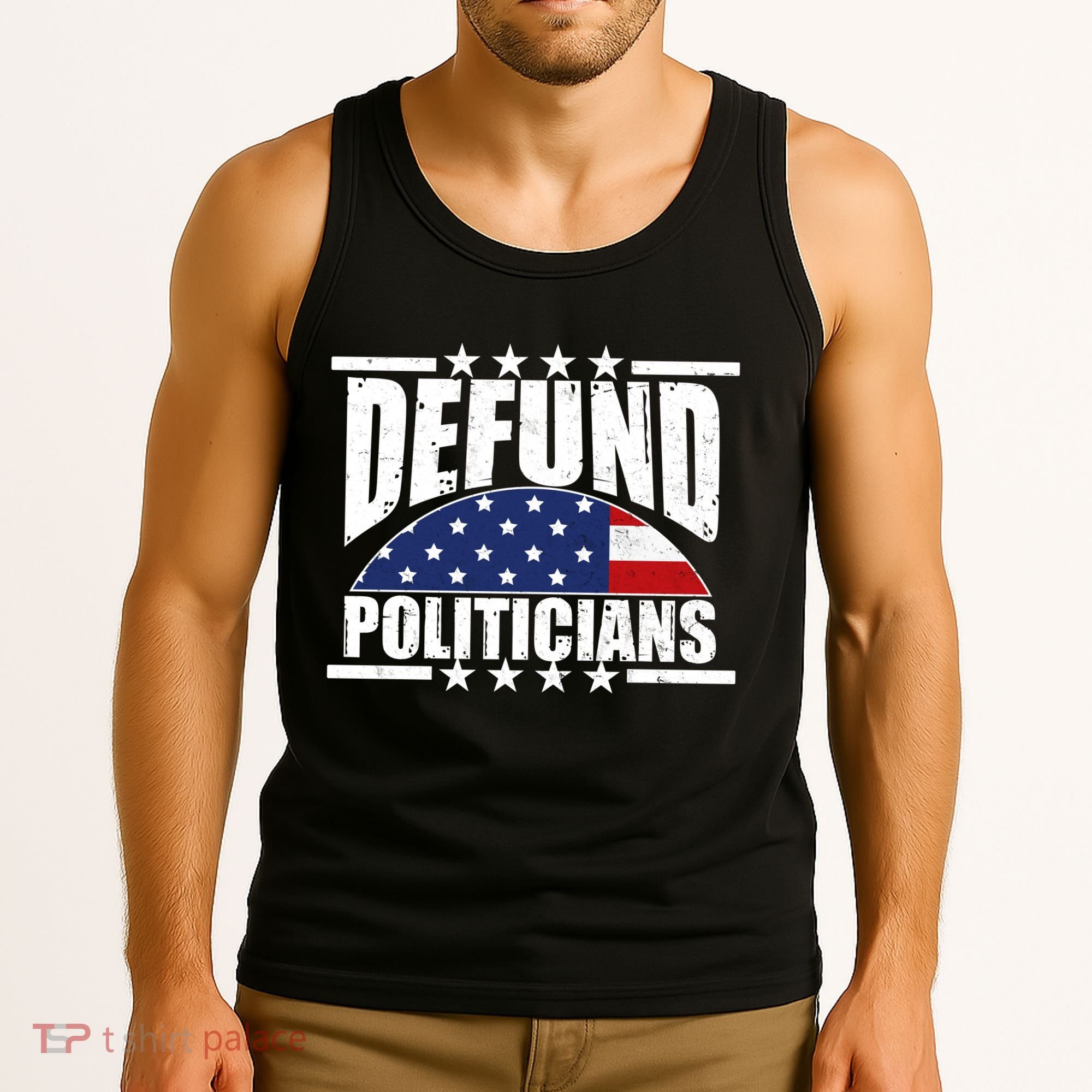 Defund Politicians American USA Flag Tank Top