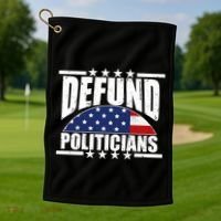 Defund Politicians American USA Flag Golf Towel thumb 1