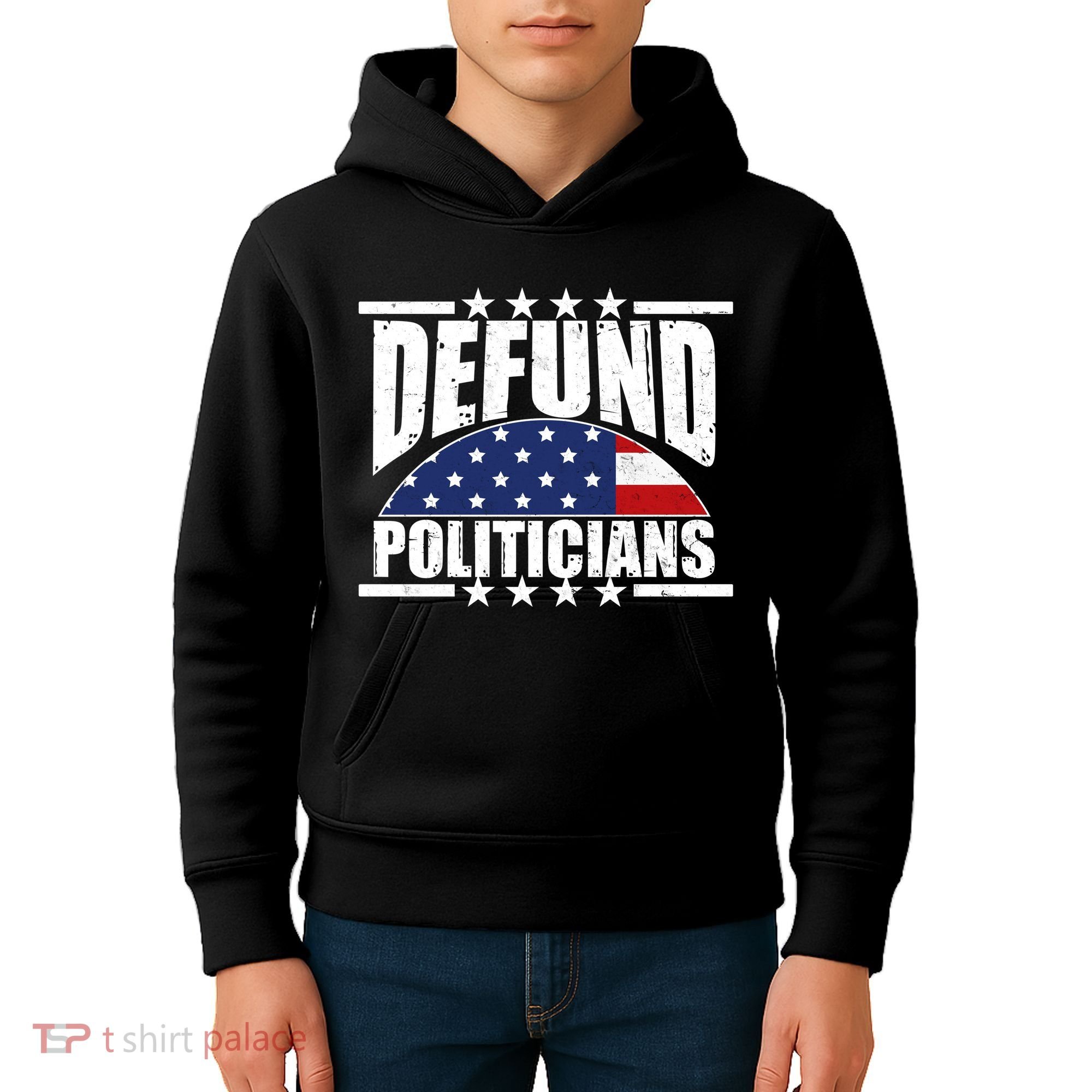 Defund Politicians American USA Flag Kids Hoodie