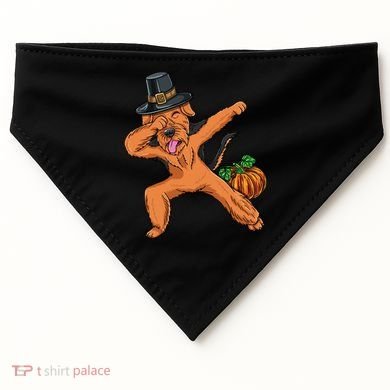 Dabbing Pilgrim Airedale Terrier Thanksgiving Meaningful Gift USA-Made Doggie Bandana